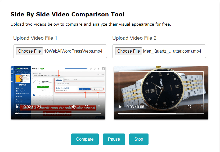 Compare two videos side by side