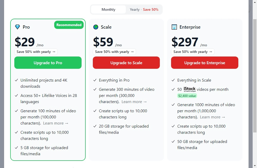 VideoGen Pricing