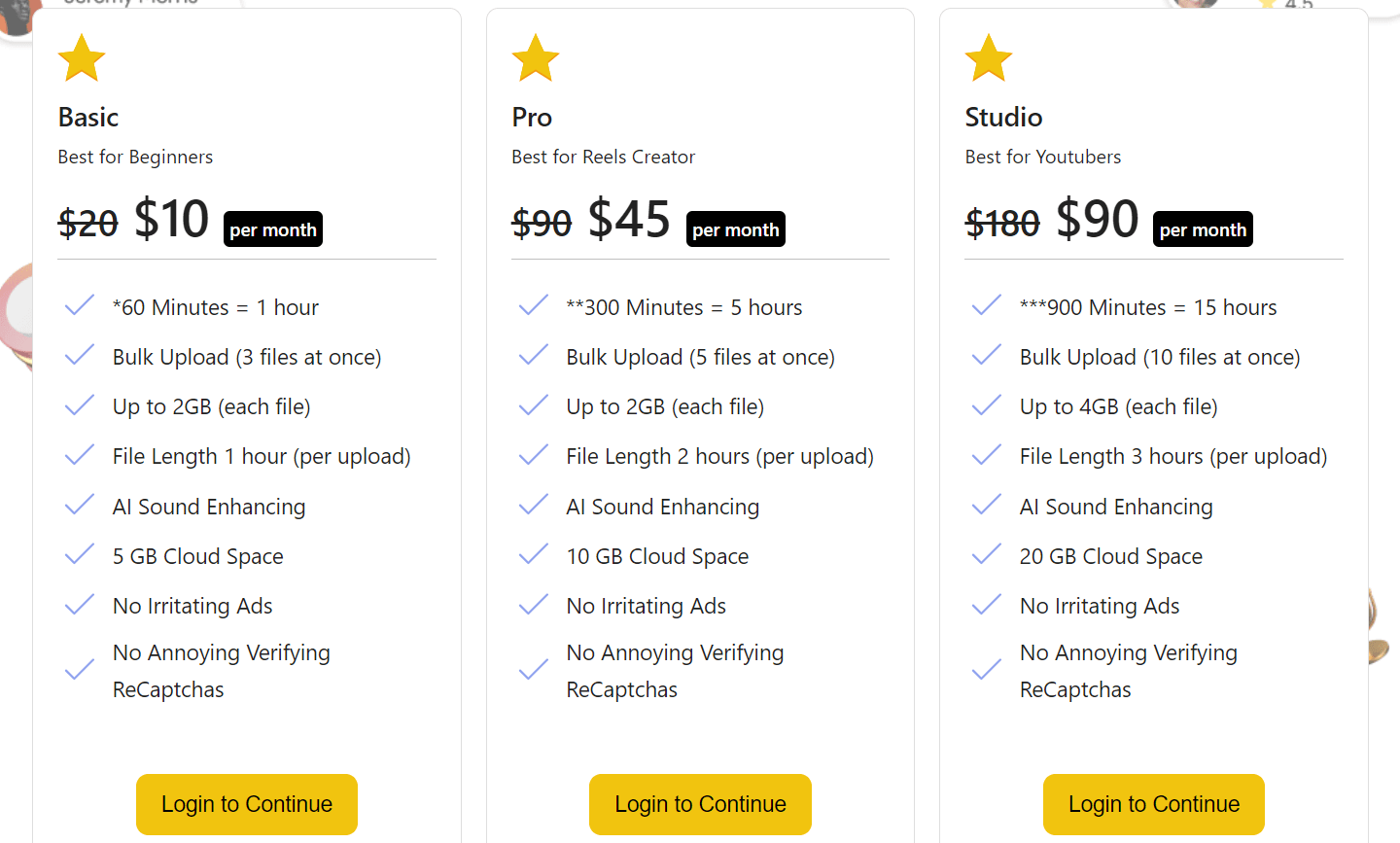 Audioenhencer.ai Pricing