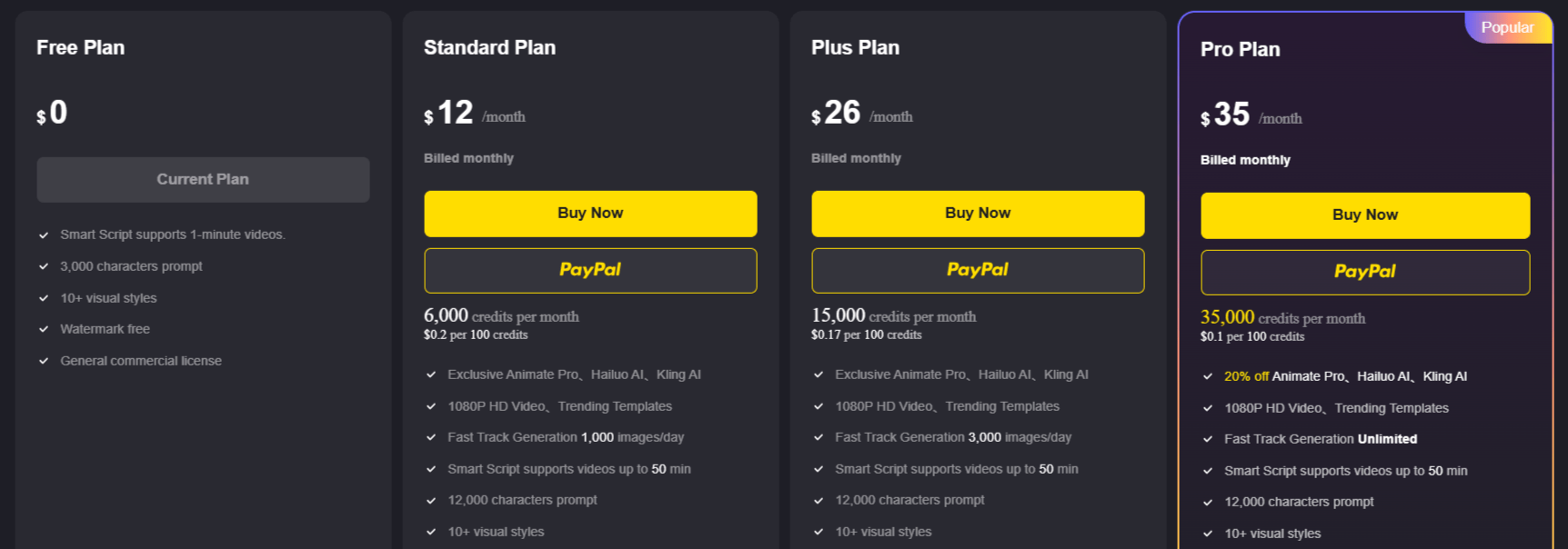 Magic Light AI Pricing