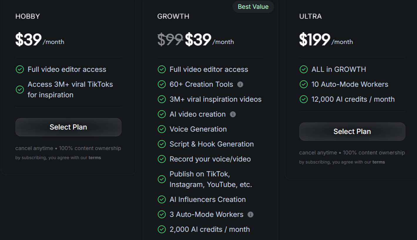 Revid AI Pricing and Plans