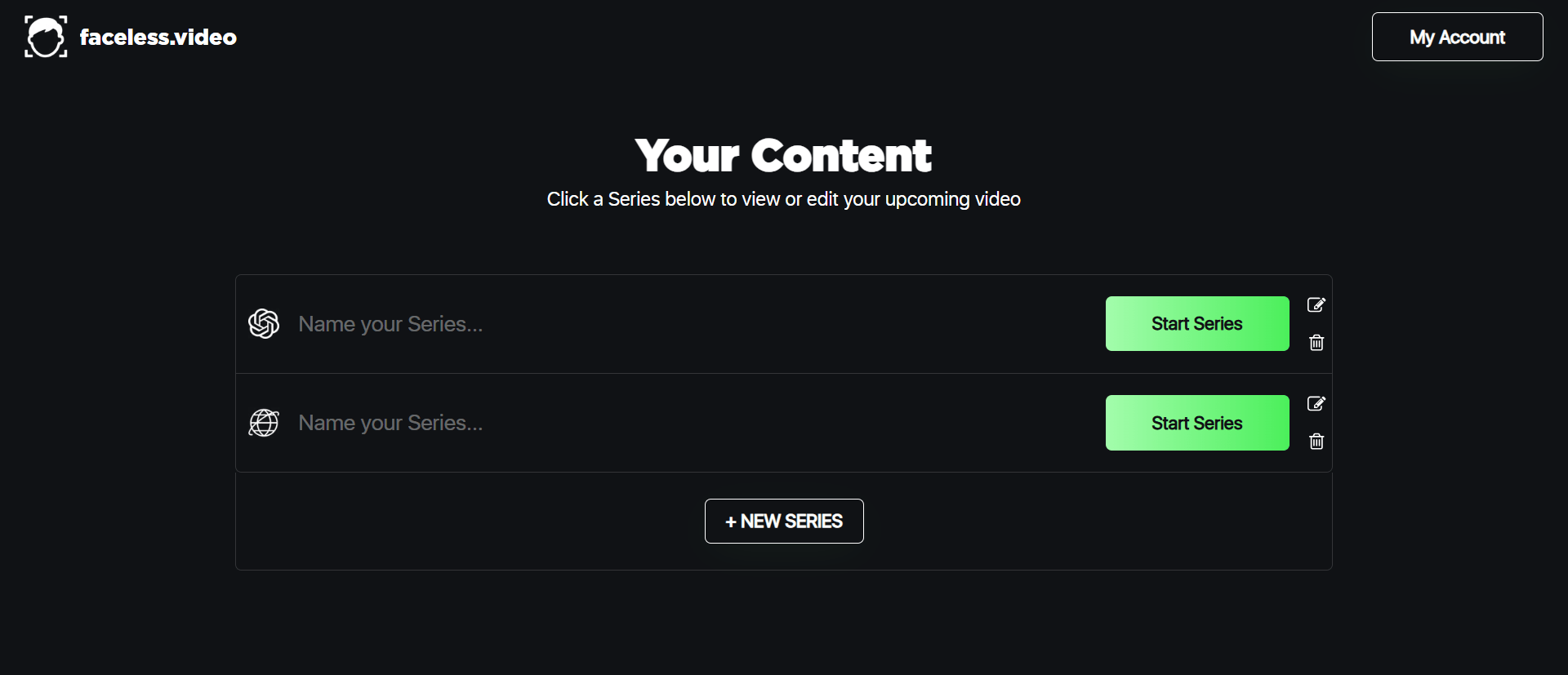 Faceless.Video AI video generator video creation interface