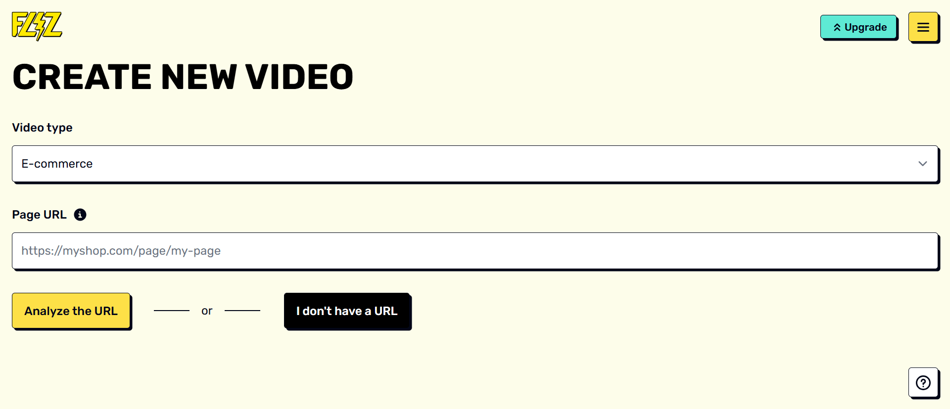 Fliz AI video generator interface with URL to video