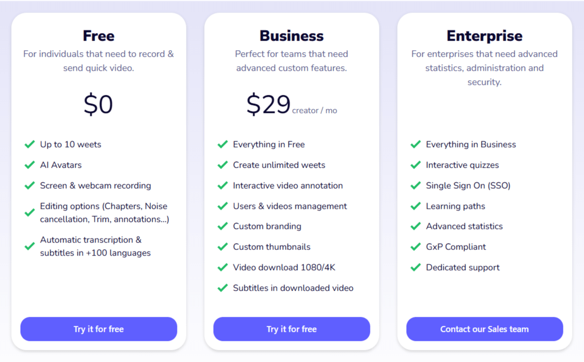 Weet AI Pricing