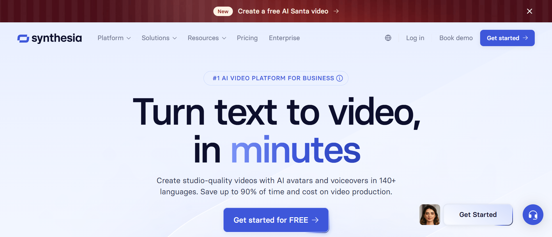 Synthesia AI video Generator website interface