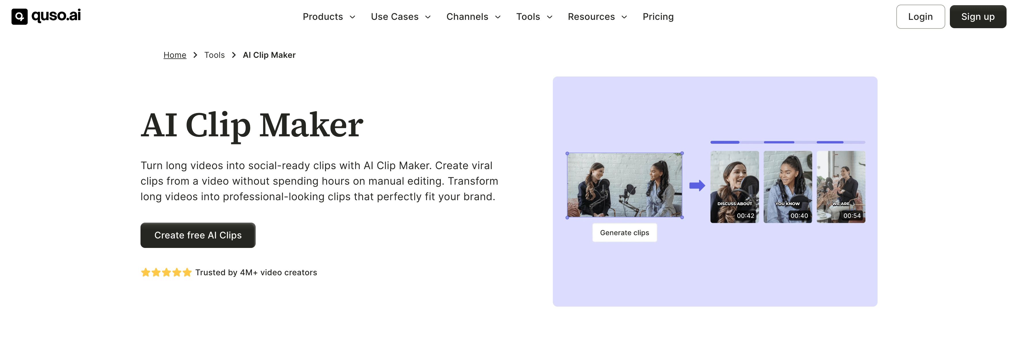 Quso AI website interface