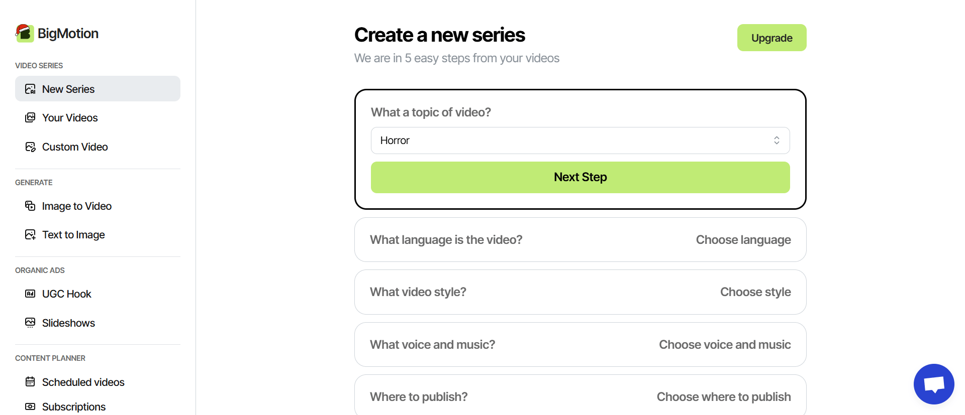 Big Motion AI Dashboard Interface