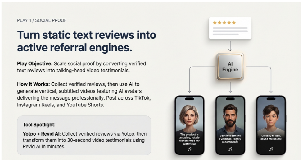 Screenshot Showing turning static reviews into AI Videos