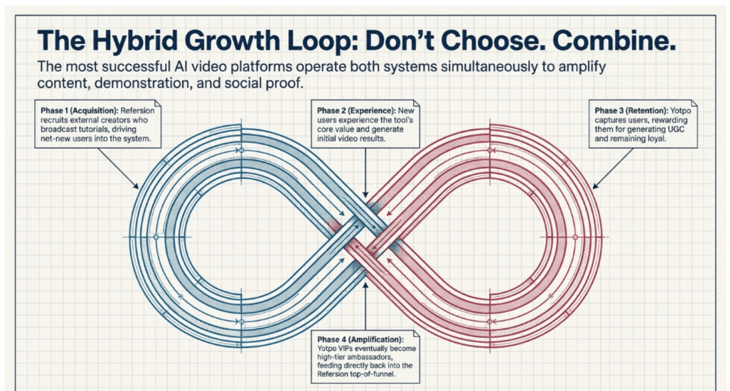 The referral Hybrid Growth Loop for AI video tools