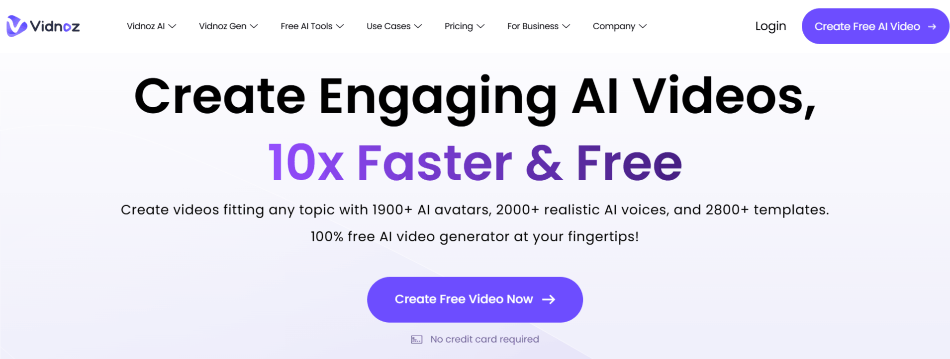 Vidnoz AI homepage