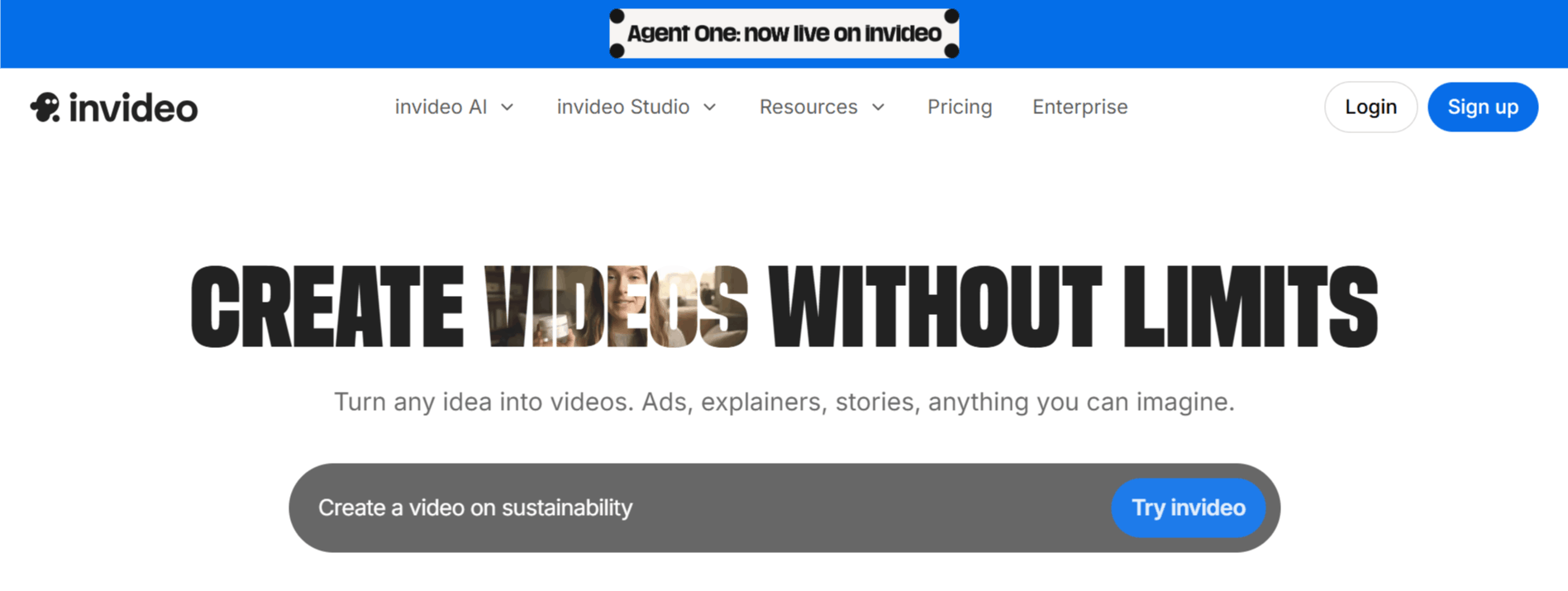 Invideo AI website screenshot