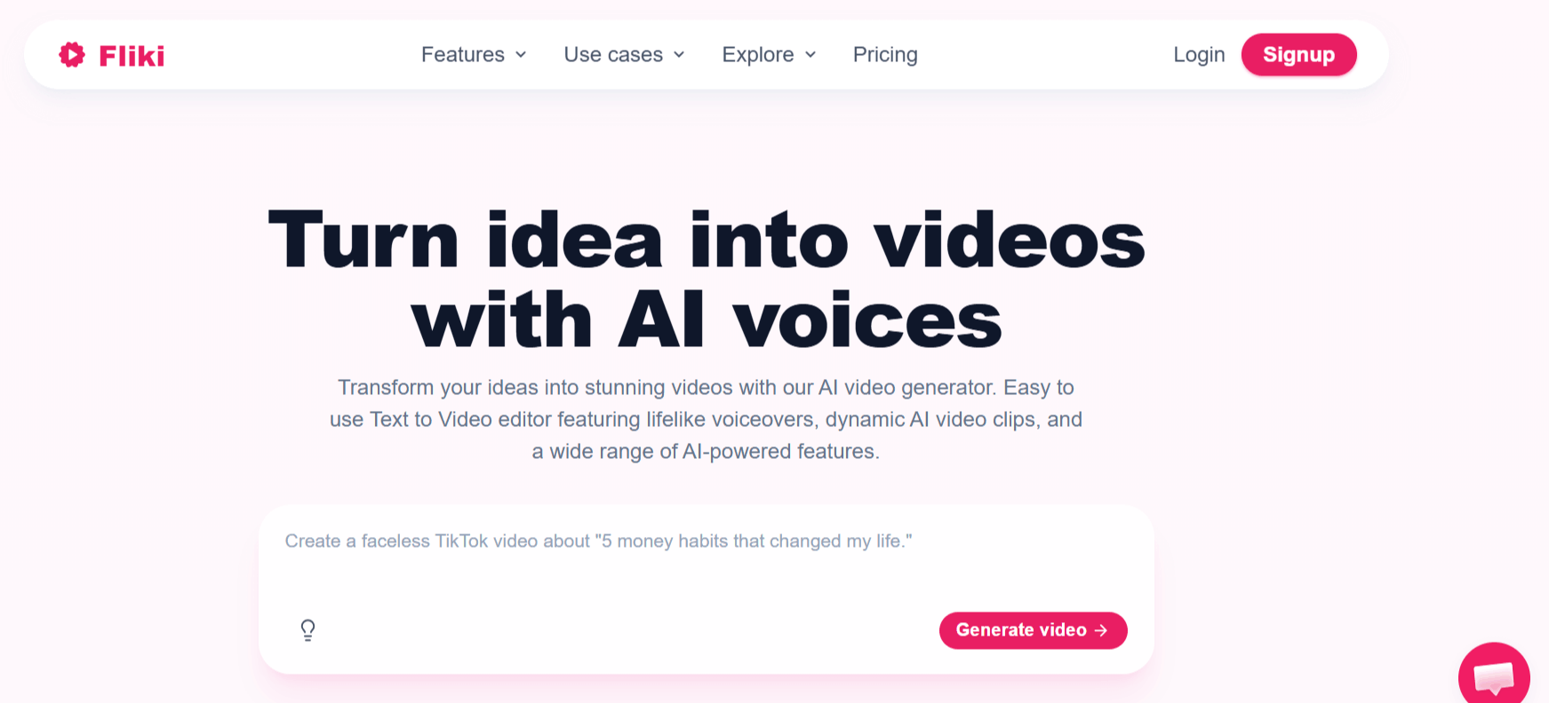 Fliki video generator website