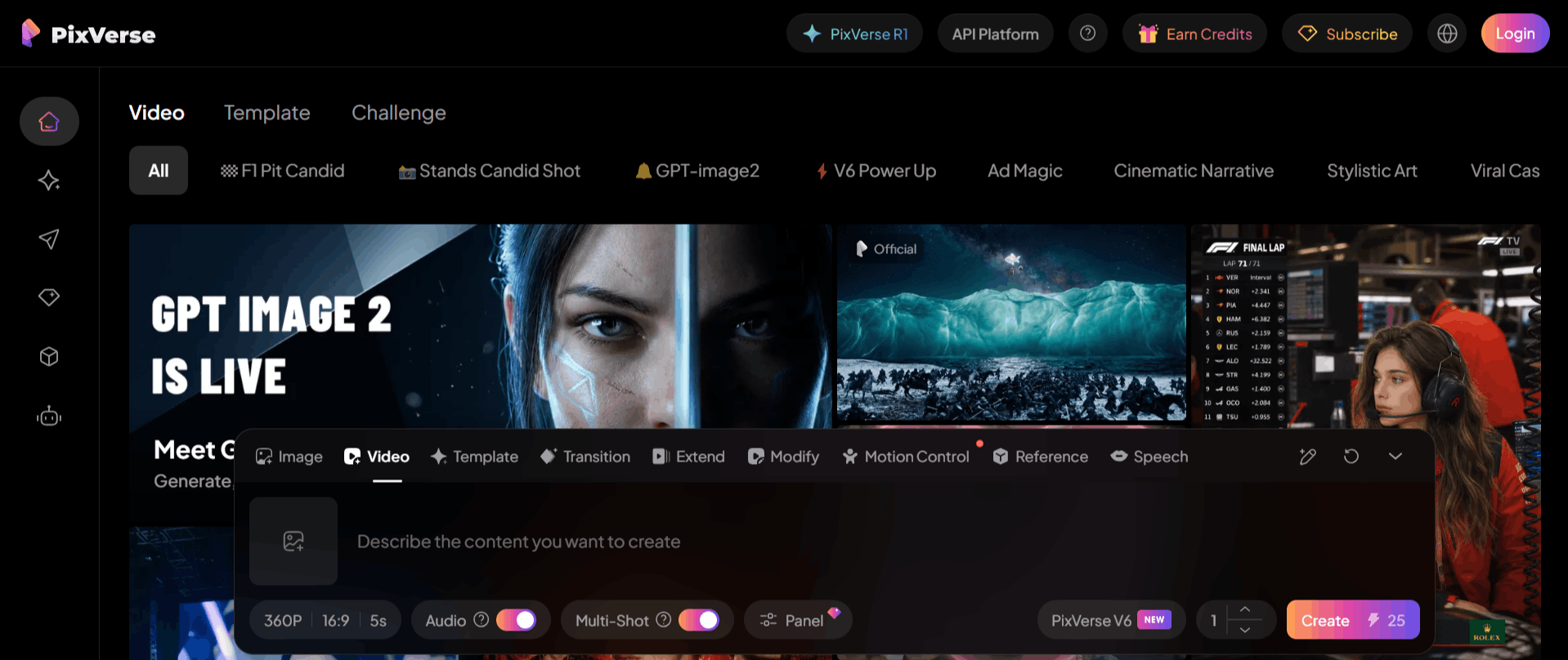 PixVerse dashboard