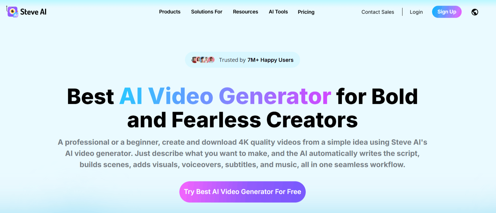 Steve AI video tool website
