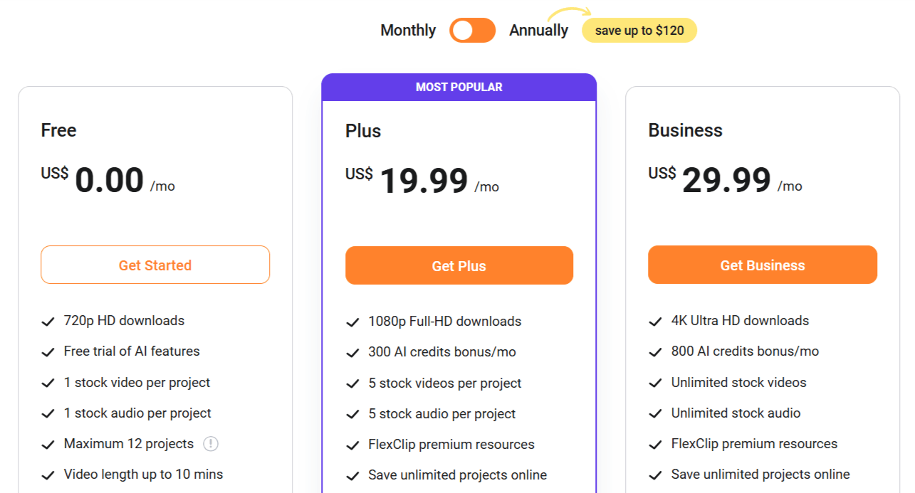 FlexClip AI Pricing