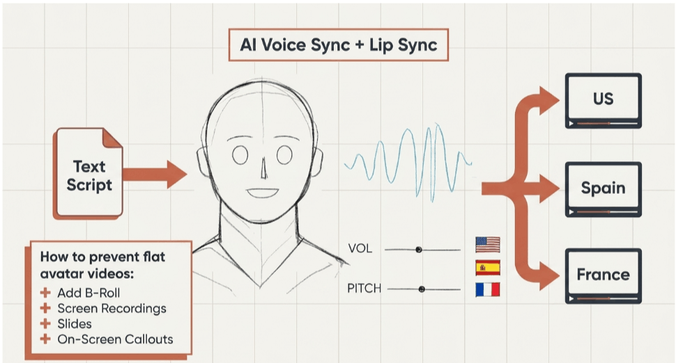 AI voice sync plus avatar