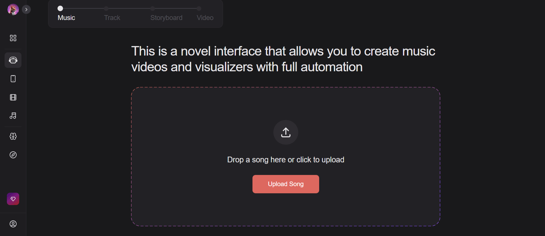 Neural Frames Dashboard Interface.