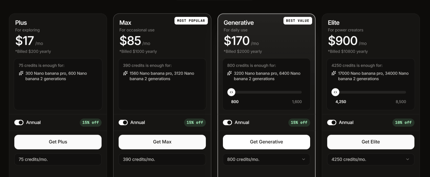 Invideo AI Pricing plans.