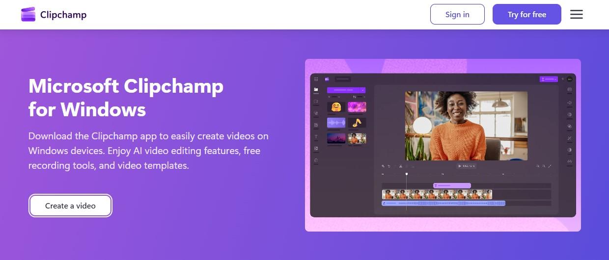 ClipChamp AI tool website