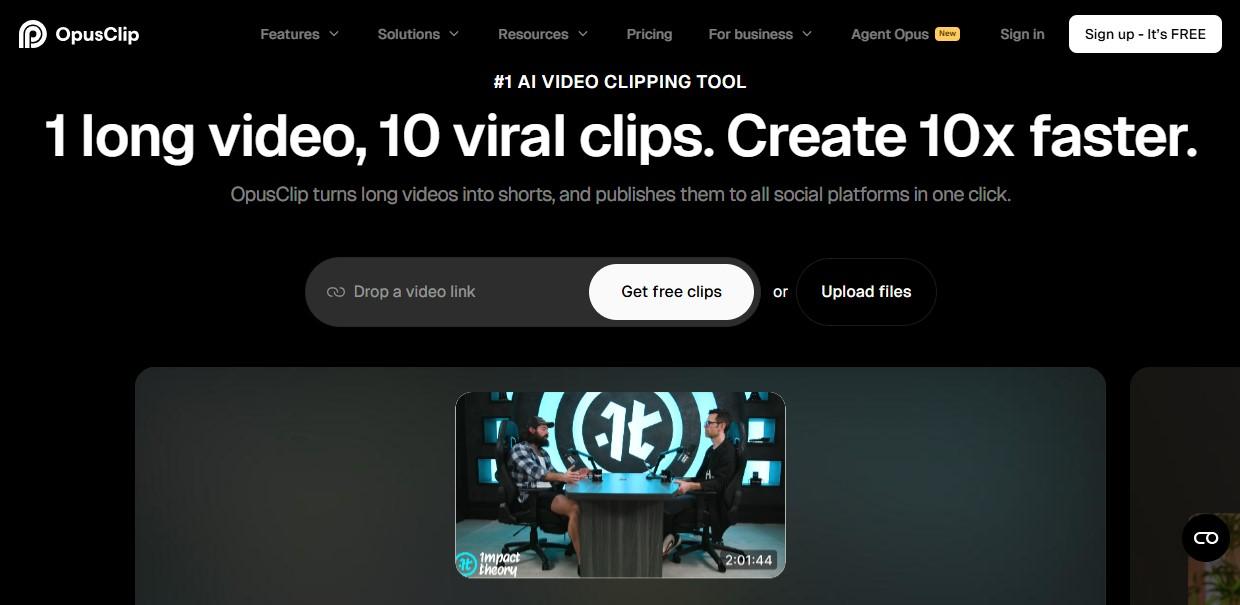 OpusClip AI tool website