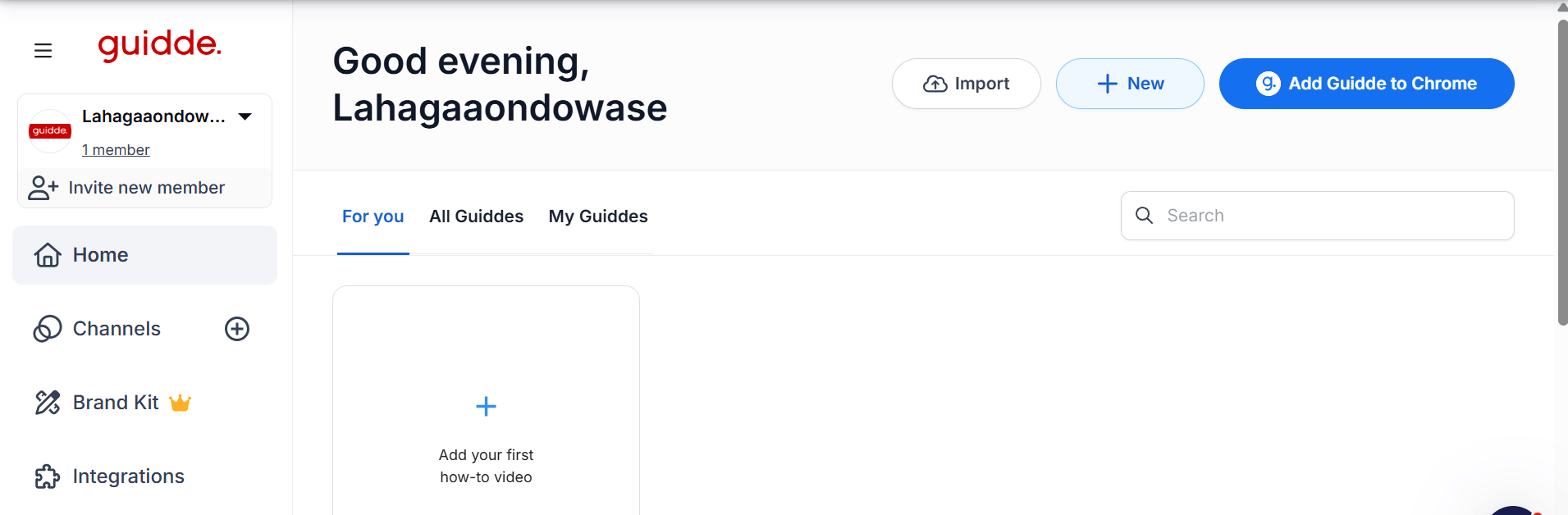 Guidde AI Dashboard Interface