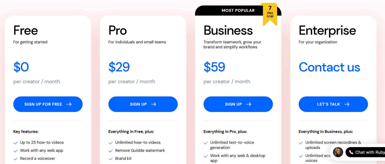 Guidde AI Pricing Plans