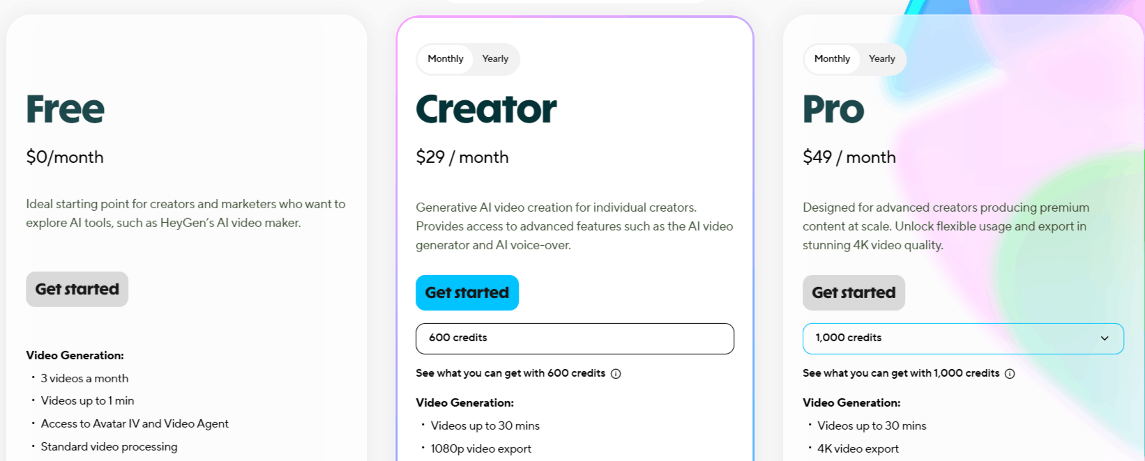 HeyGen Pricing
