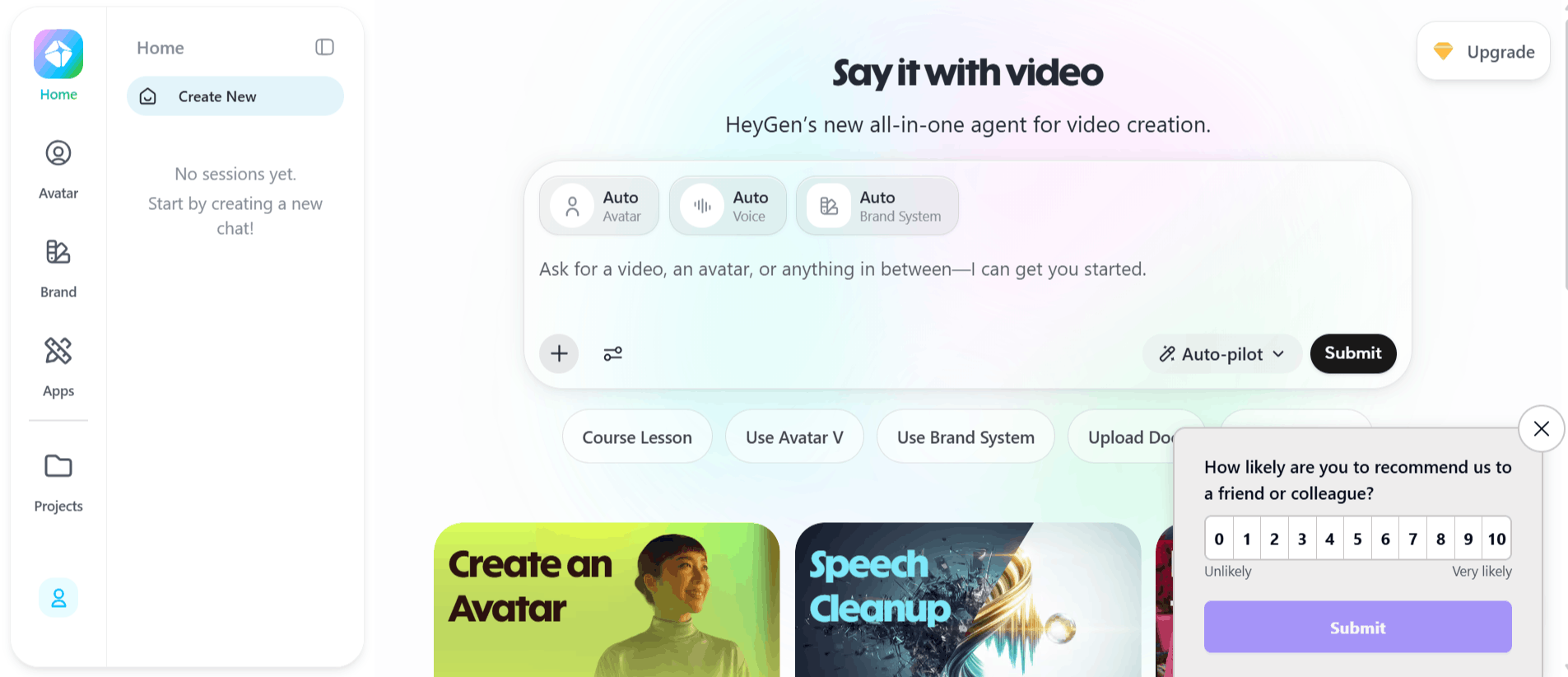 HeyGen AI Dashboard Inteface