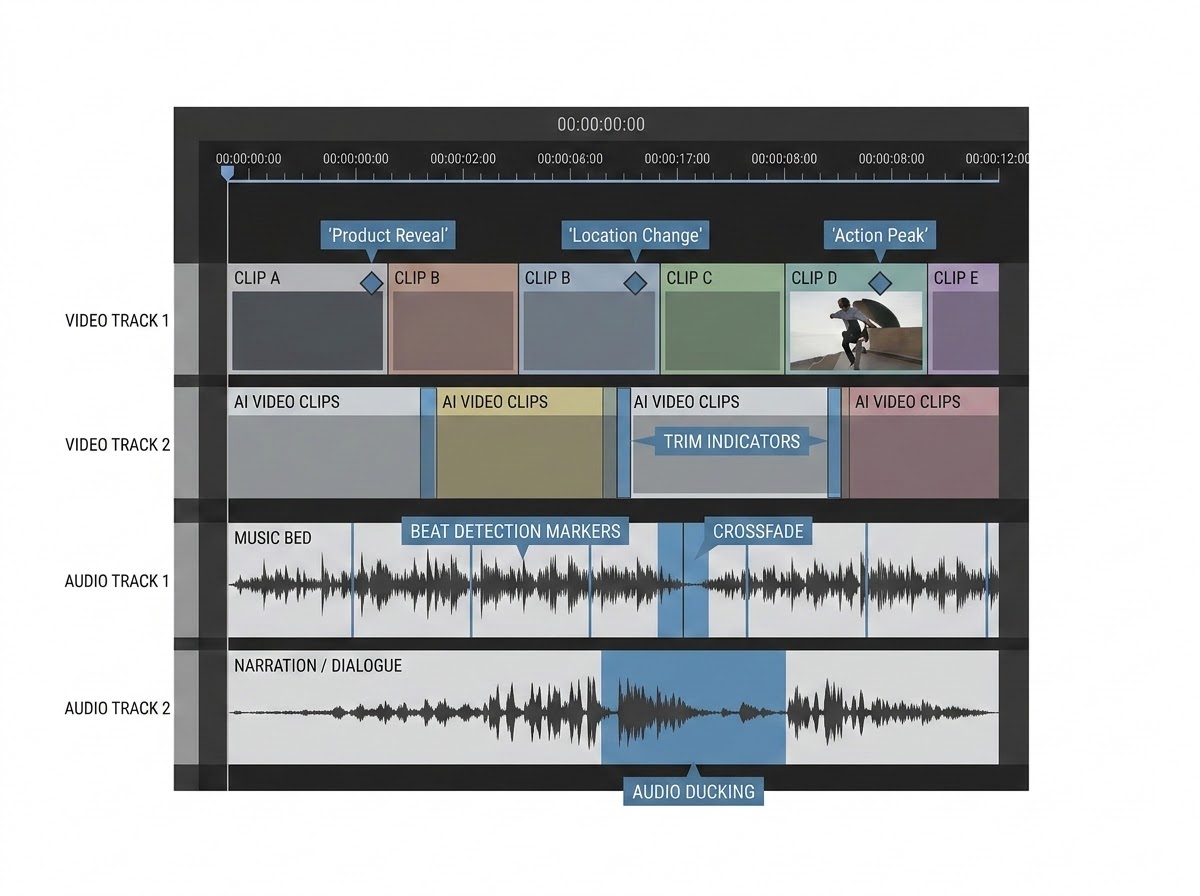 AI video editing timeline