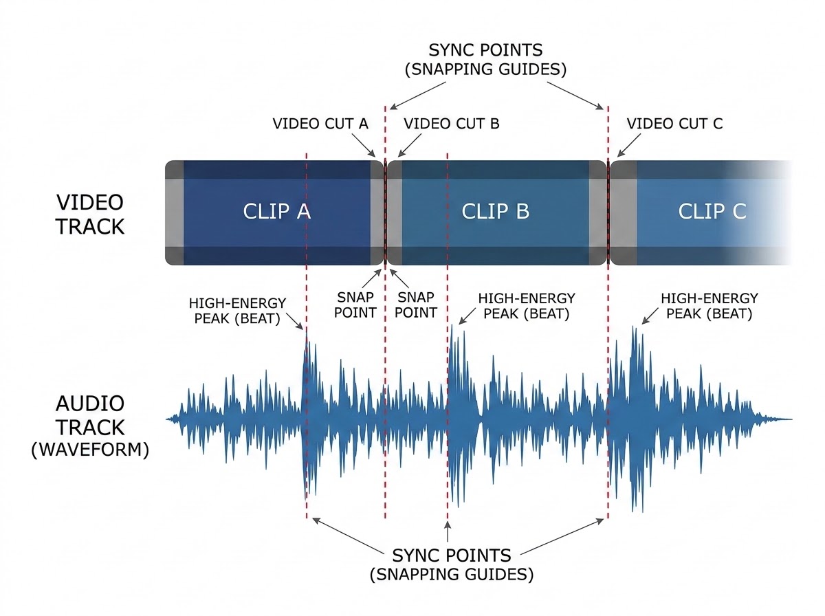 Audio waveform sync points